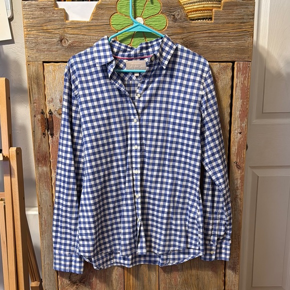 Banana Republic Blue Checkered Soft Wash Shirt, Button down. 100%cotton sz large - Picture 1 of 10